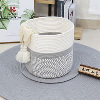 Panier de rangement de jouets tissés pour bébé, ensemble de paniers de rangement en corde de coton pour enfants à la maison avec longues poignées