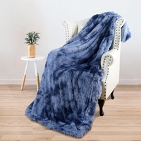 Vente chaude Hiver Double Couche Épaissie Longue En Peluche Sieste Canapé Couverture Tie-Dye Tricoté Fausse Fourrure Vison Polaire Jeter Couverture