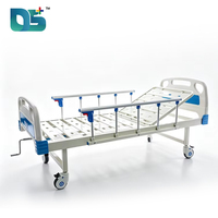 Cama de Hospital Manual Ajustable con una Función, Cromada, con Manivela, ABS, Barandillas Plegables de Aleación de Aluminio, 4 Ruedas Silenciosas