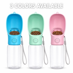 Bouteille d'eau pour animaux de compagnie avec couvercle à paille, étui, poignée, mousqueton, transparente, réutilisable, facile à nettoyer, portable, en plastique - Product Image 2