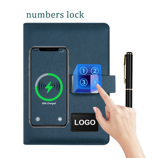 2026 New Design Wholesale Business Gift Set Wireless Charger Power Bank Journal Notebook Diary With Lock Custom Notebook