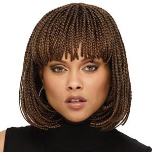 Perruque tressée courte ajustable de 12 pouces, style bob africain, avec frange longue tressée, dreadlocks au crochet, raie au milieu, résistante à la chaleur - Product Image 5