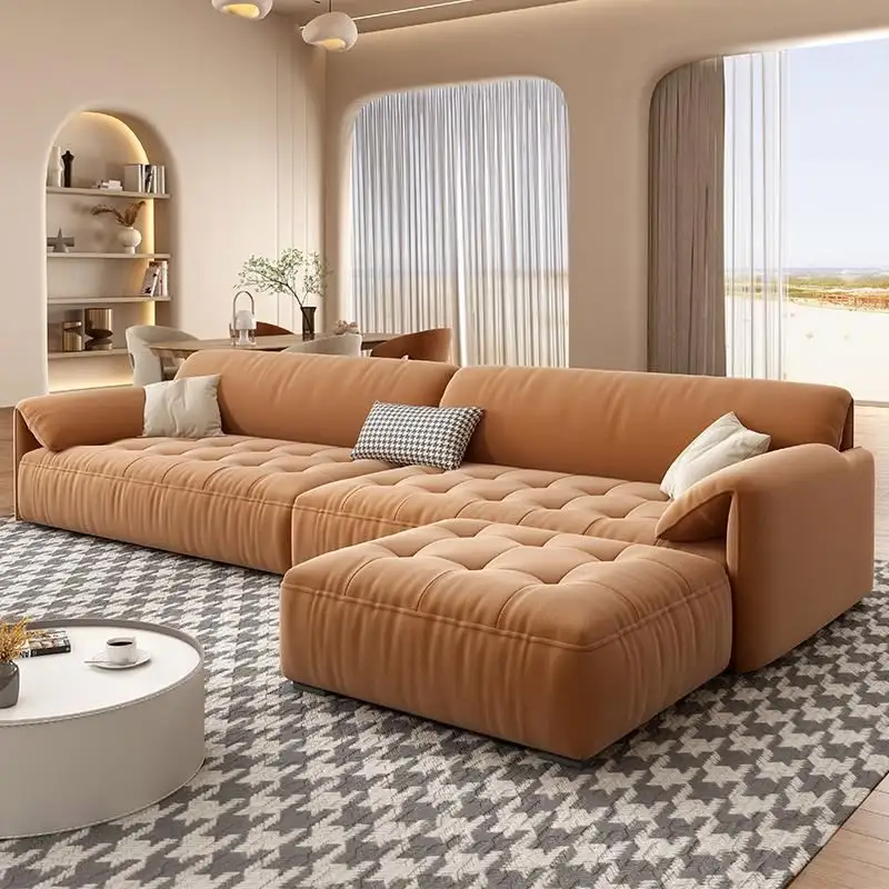 Sofá de salón Chesterfield de terciopelo, sofás de esquina grandes de terciopelo de 3 asientos, conjunto de sofá de tela para interiores de alta calidad