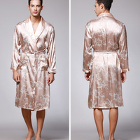 2022 personnalisé hommes vêtements de nuit de luxe pyjamas imprimer hommes soie chemise de nuit corée Floral Robe Satin vêtements de nuit pyjamas pour hommes