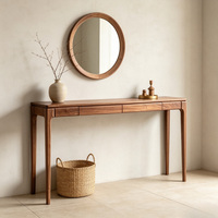 Table d'entrée de luxe minimaliste de style chinois en bois massif, moderne nordique, longue, en chêne premium, en bois d'hévéa écologique, en noyer noir