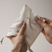 Sac à cordon en coton et lin personnalisé avec logo PandaSew, petit sac cadeau pour bracelet, bague, boucles d'oreilles, emballage cadeau, pochette à bijoux