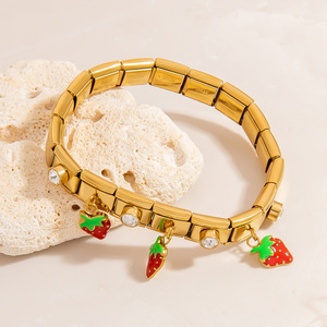 Braccialetti 2025 moda anguria italiana Charm ciliegia fragola 18K oro placcato in acciaio inox - Product Image 5