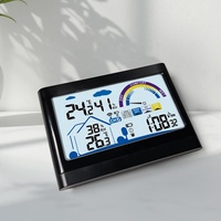 Horloge météo intelligente en ABS avec signal DCF baromètre de température et d'humidité, vertical/mural, pour l'extérieur et le bureau.