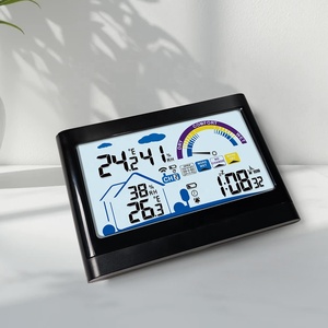 Smart ABS Weather <strong>Clock</strong> with DCF Signal Temperature Humidity Meter <strong>Barometer</strong> Vertical/Wall Mounted Outdoor Office Use Desktop - Product Image 2