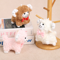 Porte-clés en peluche agneau mignon avec nœud papillon, personnalisable avec logo OEM, peluche douce, mascotte du zodiaque, jouet animal en peluche pour cadeau, vente en gros