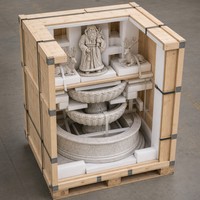 Fontaine d'eau personnalisée en marbre blanc sculpté à la main avec Père Noël et cerf couché pour l'aménagement paysager de villas de luxe
