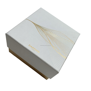 Caja cuadrada blanca de embalaje de cartón rígido de 2 piezas de lujo personalizada con logotipo Base de tapa de dos piezas para joyería - Product Image 4