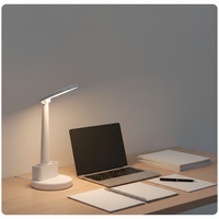 Lampe de bureau LED moderne tactile, alimentée par USB, sur batterie, en plastique, pour étudiants, dortoir, chambre d'enfant, avec porte-stylo, à intensité variable, pour chevet