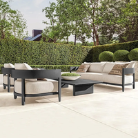 Ensemble de canapés de luxe OEM pour l'extérieur, mobilier de jardin, ensemble de canapés de patio, canapé en forme de L, chaise de jardin, ensemble de canapés modernes en aluminium
