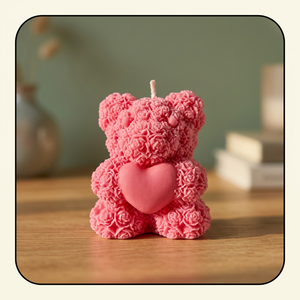Bougie parfumée en cire de soja en forme d'ours en peluche rose, bougie d'aromathérapie artisanale, bougie décorative pour mariage, cadeau d'anniversaire - Product Image 4