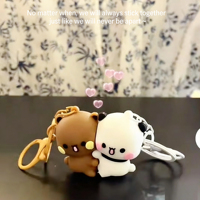 Pendentif Couple Bubu et Dudu, Jouets Poupées Kawaii, Mignons Ours Panda de Dessin Animé, Porte-clés, Pendentif de Sac à Dos