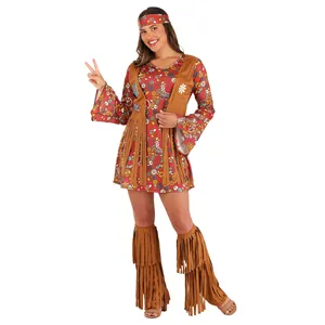 Peace & Love Hippie Kostüm für Frauen Kostüm Erwachsene Bunte Hippie Party Kostüme