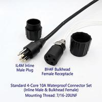 Connecteur d'alimentation étanche sous-marin HYSF SUBSEA BH4M standard à 4 broches mâle, 10A 7/16-20UNF pour ROV AUV PCB