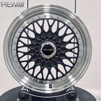 Vente directe REW, faible MOQ, jantes en alliage d'aluminium noir finition usinée, design multi-rayons, jante forgée de haute qualité avec rivets