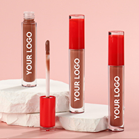Tubo redondo rojo cosméticos de mujer al por mayor brillo de labios personalizado proveedor Etiqueta Privada brillo de labios lápiz labial mate lápiz labial líquido personalizado