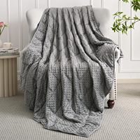 Couverture Raschel pour adultes, taille Queen, douce et rafraîchissante, tricotée unie, en minky, avec perles de verre, lavable, toutes saisons