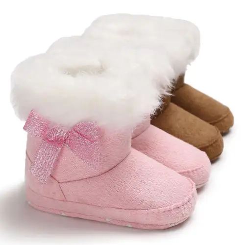 Sepatu Bot Salju Pendek untuk Bayi Balita Perempuan, Sepatu Bot Mewah Simpul Kupu-kupu untuk Bayi Balita Perempuan Baru Lahir Musim Dingin