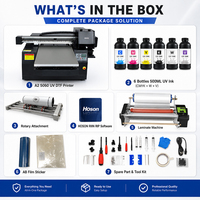Impresora UV Plana Multifuncional A2 5060 DTF con Doble Cabezal XP600 CMYK Blanco y Barniz con Accesorio Rotatorio