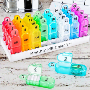Organizador de Pastillas Mensual Portátil al por Mayor, 30 Días, 32 Compartimentos AM/PM, Material PP, Estuches para Vitaminas - Product Image 3