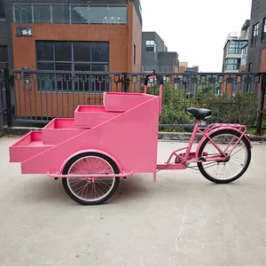 Çiçekler meyveler için özelleştirilmiş gıda satış arabası sokak üç tekerlekli bisiklet portatif araba