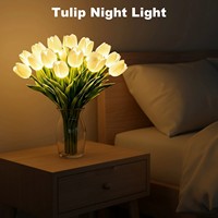 Lampe d'ambiance en forme de fleur, lumière LED chaude, lampe de nuit en forme de tulipe, bouquet de fleurs artificielles, lampe à piles, décoration de chambre à coucher
