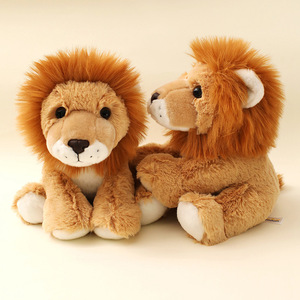Peluche a forma di leone, simpatico giocattolo di peluche a forma di leone da zoo, bambola di stoffa per bambini in cotone, 20-23 cm, regalo di compleanno - Product Image 5