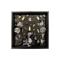 Cadre de présentation en bois noir brillant avec verre pour collage artistique de bouteilles brisées, idéal pour la décoration de la maison, du bar ou de la cave des hommes – Vente directe usine