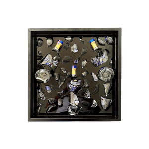 Marco de Exhibición de Madera Negra Brillante con Botella Rompida y Vidrio para Collage Artístico, Directo de Fábrica, para Decoración de Hogar, Bar y Cueva del Hombre - Product Image 1