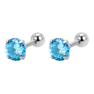 Boucles d'oreilles clous en acier inoxydable avec cristaux, 1,2*6*44MM, sertissage griffe, motifs cœur, étoile, carré, rond, pour oreilles percées, usage quotidien - Product Image 3