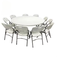 Table et chaises pliantes en plastique blanches rondes modernes pour hôtels, mariages et banquets, pour événements