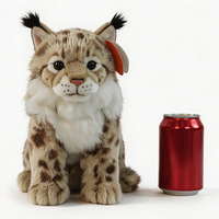 Peluche réaliste Lynx assis, mini, longue fourrure, animal sauvage, 100% polyester, accessoires d'anniversaire, vente en gros d'usine, OEM
