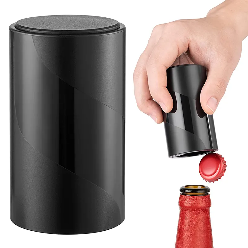 Relatiegeschenk Met Één Hand Automatische Metalen Magneet Push & Pop Off Fles Bieropener Magnetische Dop Vanger