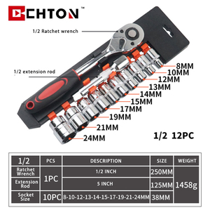 Bộ Dụng Cụ Ổ Cắm Cờ Lê Bằng Thép, 12 Chi Tiết, Có Khung Nhựa - Product Image 3