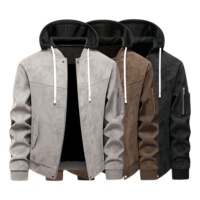 Vestes en cuir pour hommes personnalisées en gros, coupe-vent et résistantes au froid, vestes en cuir à capuche amovible, vestes et vêtements d'extérieur tendance
