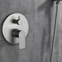 Ensemble de douche mural 3 voies en bronze canon avec pommeau de douche pluie rond, douchette multifonction et bec de baignoire rond, mitigeur encastré