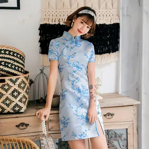 2024 одежда Cheongsam с короткой юбкой для ежедневного банкета в китайском стиле