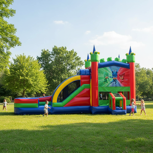 Ticari Parti Kiralama Su Şişme Oyun Alanı Zıplama Şatosu Kombosu <span class=keywords><strong>3</strong></span>'ü 1 Arada Şişme Kale Kaydıraklı ve Havuzlu Zıplama Evi - Product Image 3