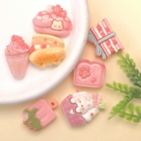100 pièces de cabochons plats en résine, motifs alimentaires mignons de dessin animé, pour scrapbooking, bijoux DIY, pinces à cheveux, coques de téléphone et pièces de décoration