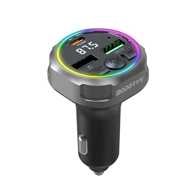 MODORWY Factory New Portable Car Charger PD30W QC3.0 Smart Charging RGB Light Type-C 2 X USB Ports 360 Rotation Input 9V/2A