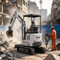 Livraison Gratuite Mini-Excavatrice sur Chenilles 1 Tonne, Moteur 26 CV à Faible Consommation de Carburant, Mini-Pelle pour Travaux de Terrassement Légers Multi-Scénarios