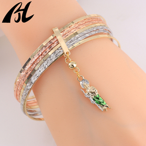 Tricolor 7-Day Tôn Giáo Mary động vật mặt trăng mặt dây chuyền với vòng đeo vàng 14k 18K vàng đầy nhanh chóng vận chuyển đồ trang sức thời trang - Product Image 1