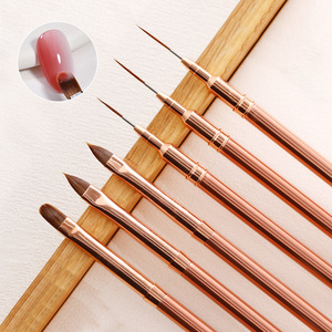 Pinceau à ongles en poils de Kolinsky avec manche en métal or rose, virole sertie, pinceau fin pour la peinture au gel UV - Product Image 4