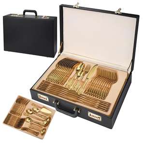 Vente flash Ensemble de couverts Palace en acier inoxydable 304, 72 pièces, ensemble de couverts en argent, couteau, fourchette, cuillère, ensemble complet, lave-vaisselle, couverts de mariage - Product Image 5