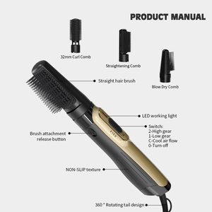Cepillo de aire caliente eléctrico LED de calentamiento rápido de 1200W, secador de un solo paso, Alisador, peine voluminizador para peinar el cabello - Product Image 6