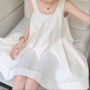 Abito smanicato da donna stile coreano, estivo, giovanile, minimalista, con orlo svasato, vestibilità ampia, modello a trapezio, stile bambola - Product Image 2
